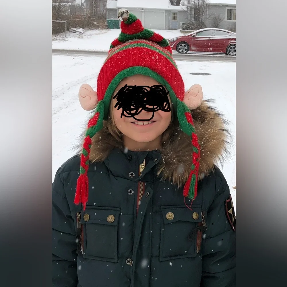 Red and Green Elf Hat with Ears O/S
